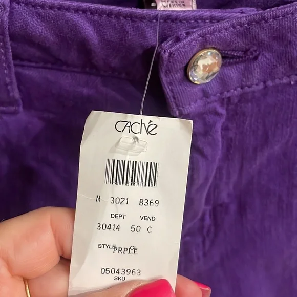 NWT CACHE vintage purple skinny stretch ankle jeans mid rise size 4 - Picture 4 of 9